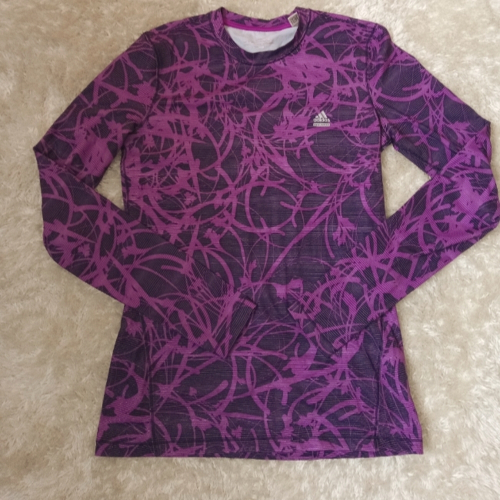 Women's ADIDAS CLIMALITE TECH FIT Fleece-Lined Activewear Top, Size M